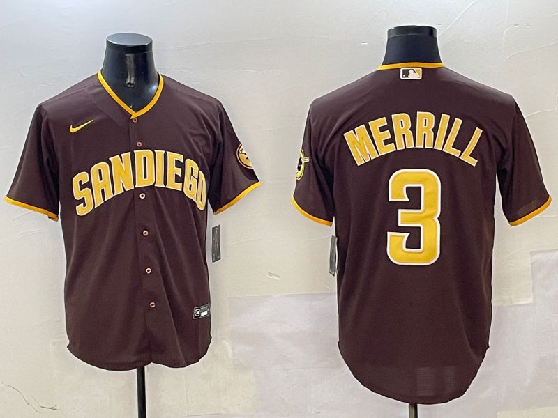 Men San Diego Padres #3 Merrill Brown Game 2025 Nike MLB Jersey style 1->san diego padres->MLB Jersey